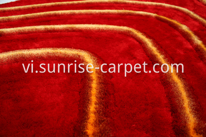 Polyester Shaggy Rug with Red and Orange color